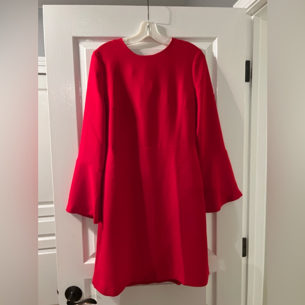 Banana Republic Red Flare Sleeve Open Tie Back Dress